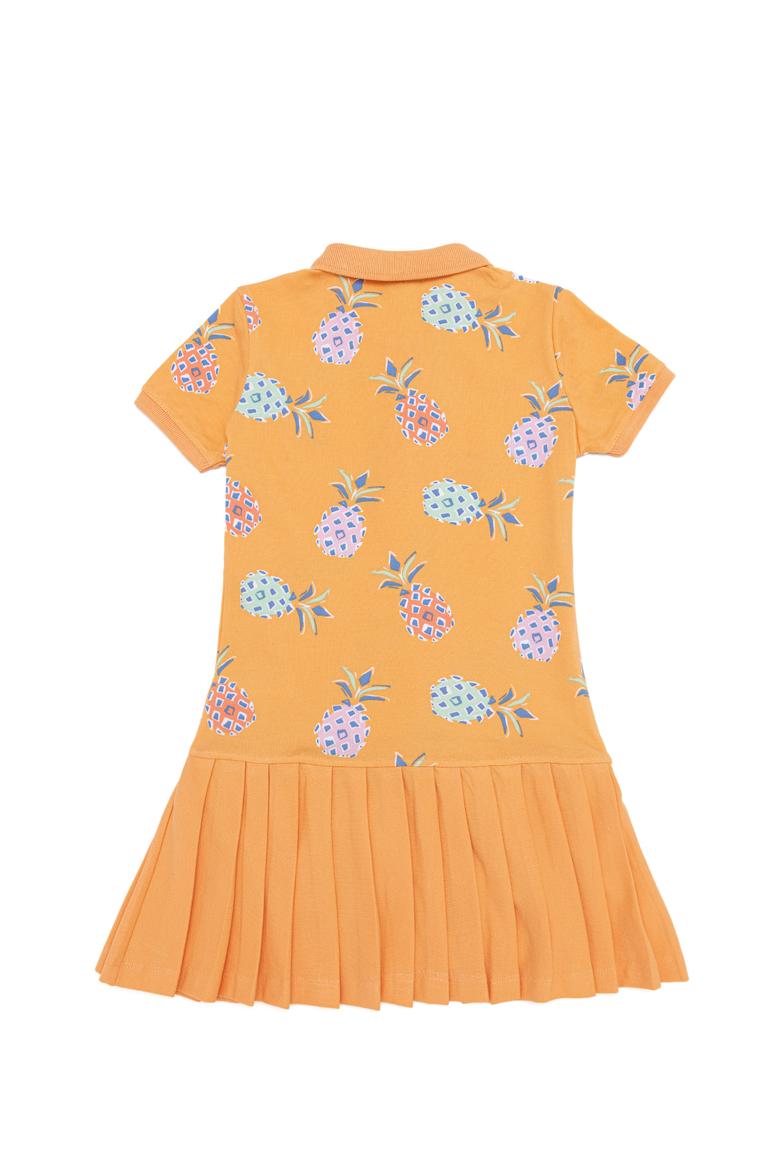 Kız Çocuk Turuncu Kısa Kol Örme Elbise - 50246793019