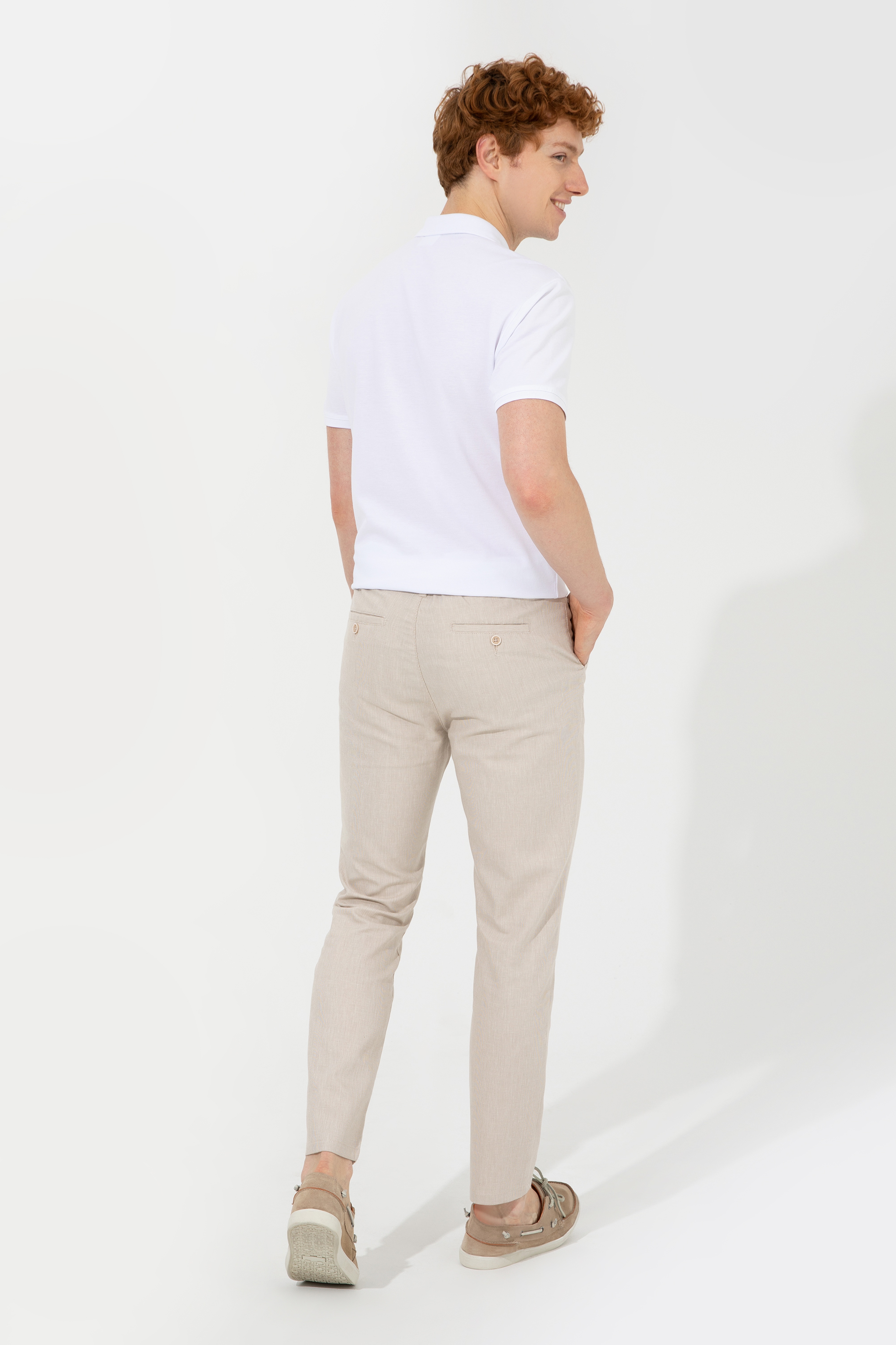 Erkek Carrot Fit Kum Chinos