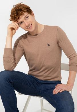 Erkek Camel Melanj Bisiklet Yaka Basic Triko Kazak - 50251887059