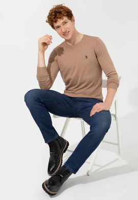 Erkek Camel Melanj Bisiklet Yaka Basic Triko Kazak - 50251887059