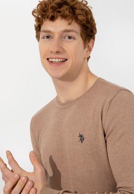 Erkek Camel Melanj Bisiklet Yaka Basic Triko Kazak - 50251887059