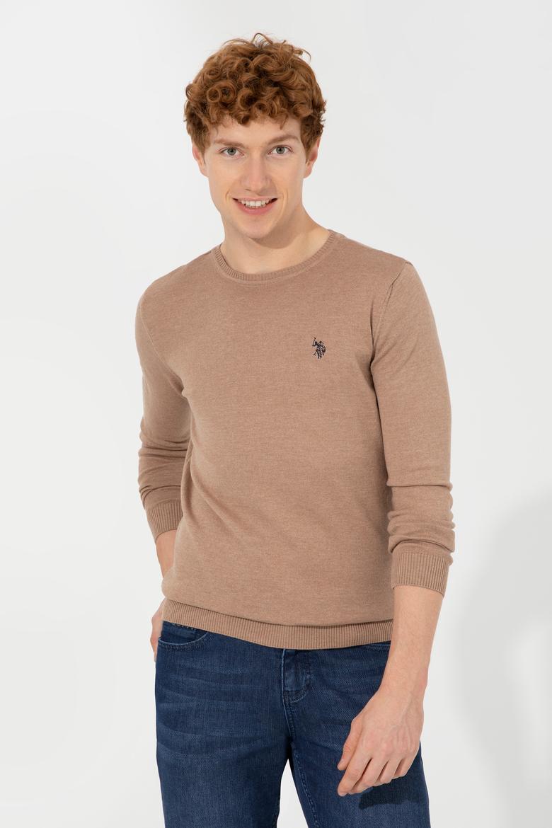 Erkek Camel Melanj Bisiklet Yaka Basic Triko Kazak - 50251887059