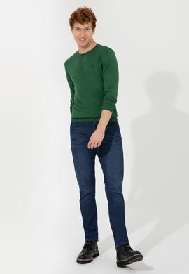 Erkek Yeşil Bisiklet Yaka Basic Triko Kazak - 50251887073