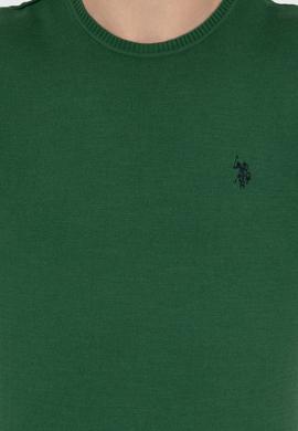 Erkek Yeşil Bisiklet Yaka Basic Triko Kazak - 50251887073