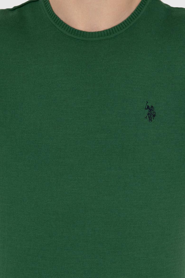 Erkek Yeşil Bisiklet Yaka Basic Triko Kazak - 50251887073