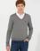 Erkek Gri Melanj V Yaka Basic Triko Kazak