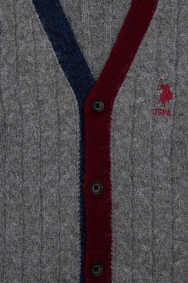 Erkek Çocuk Gri Melanj V - Yaka Triko Hırka - 50237708016