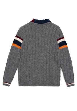 Erkek Çocuk Gri Melanj V - Yaka Triko Hırka - 50237708016