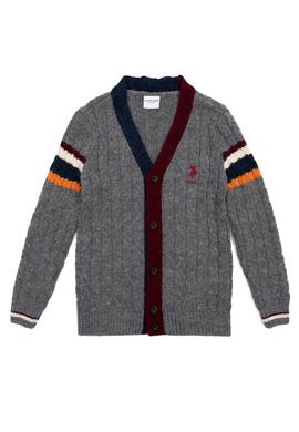 Erkek Çocuk Gri Melanj V - Yaka Triko Hırka - 50237708016