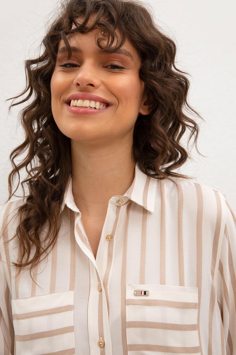 Kadın Beyaz Gömlek Uzunkol - 50218811005