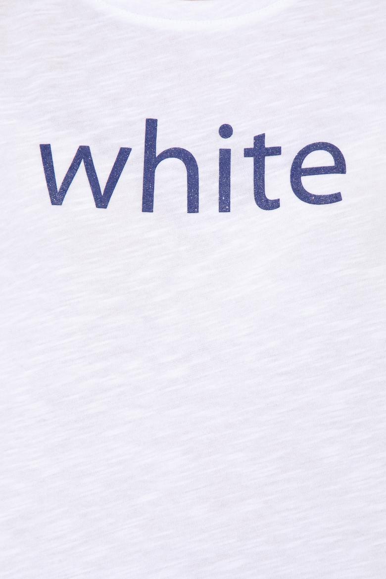 Kadın Beyaz Bisiklet Yaka T-Shirt - 50248142012