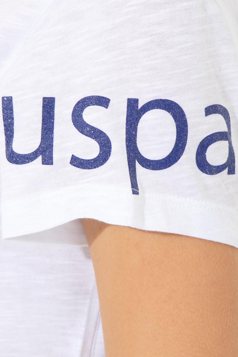 Kadın Beyaz Bisiklet Yaka T-Shirt - 50248142012