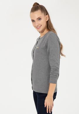 Kadın Gri Melanj Basic Triko Hırka - 50251904050