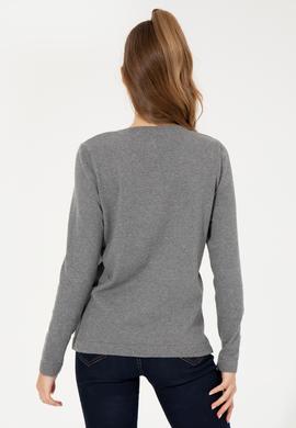 Kadın Gri Melanj Basic Triko Hırka - 50251904050