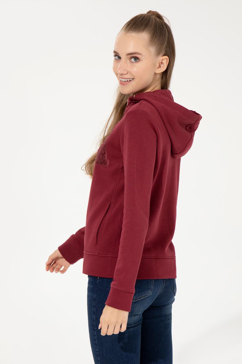 Kadın Vişne Basic Sweatshirt - 50256258037