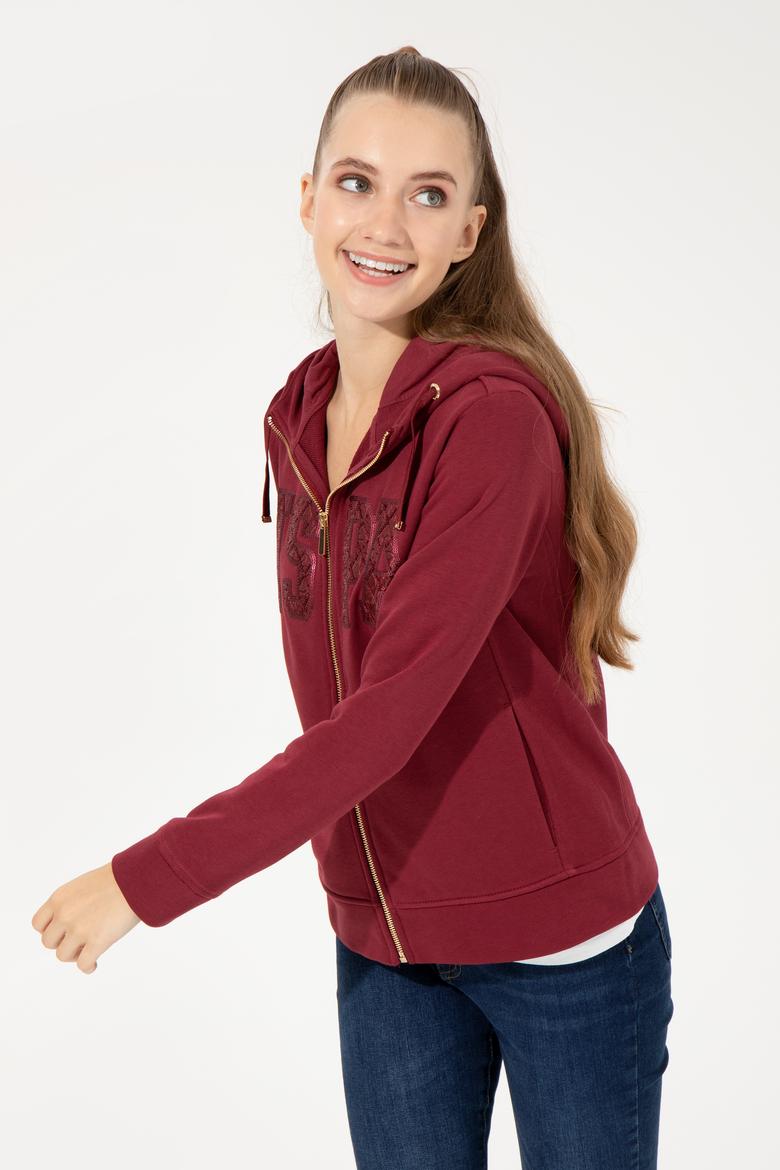 Kadın Vişne Basic Sweatshirt - 50256258037