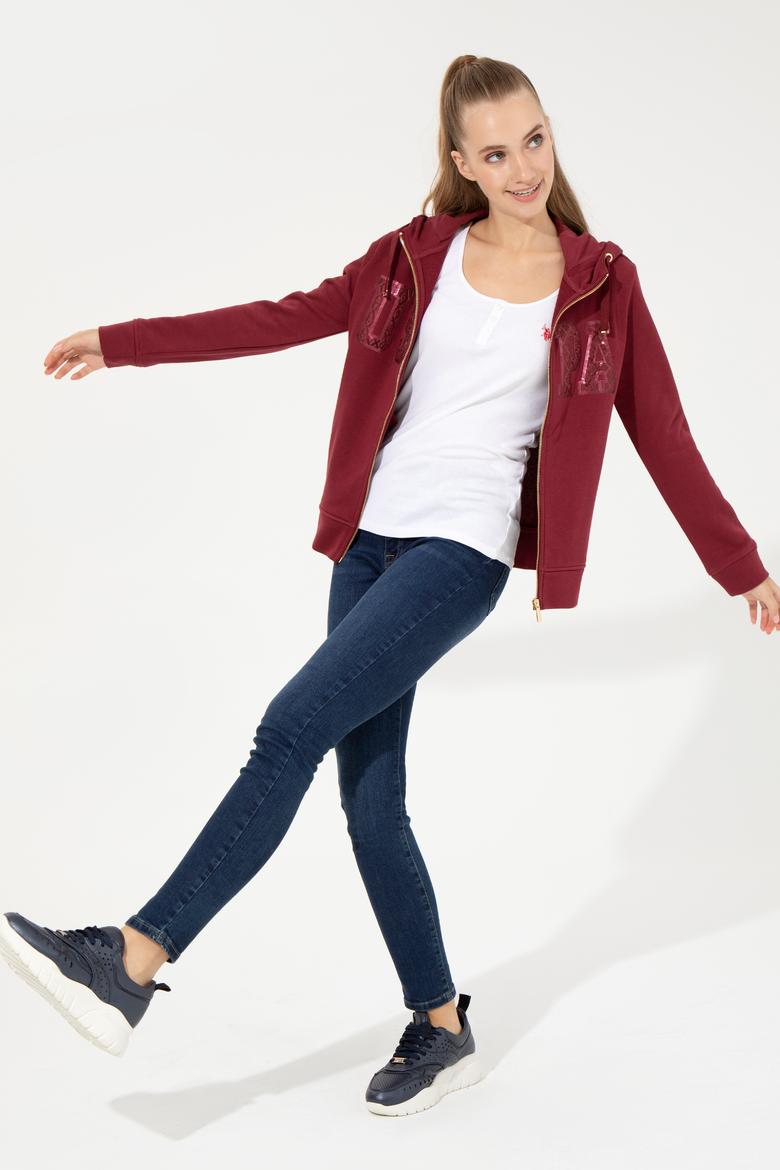 Kadın Vişne Basic Sweatshirt - 50256258037