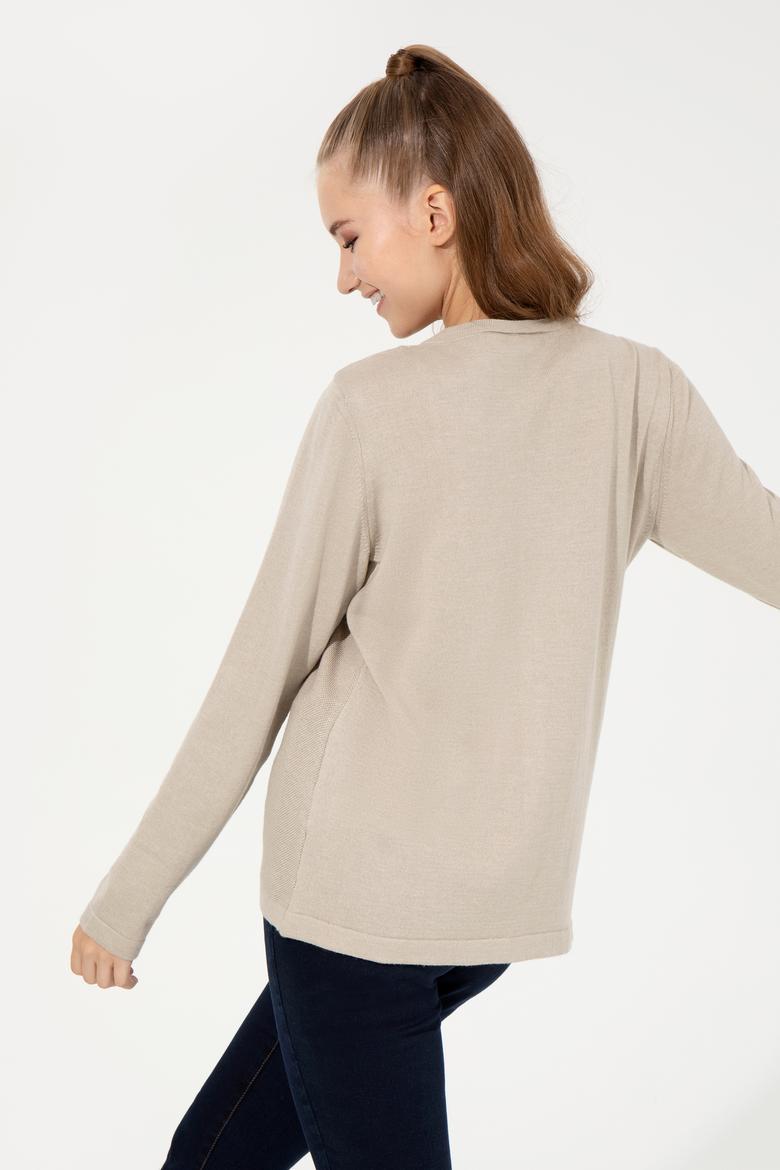 Kadın Taş Melanj Basic Triko Hırka - 50253697036