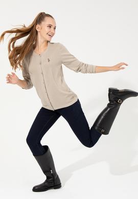 Kadın Taş Melanj Basic Triko Hırka - 50253697036