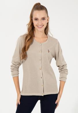 Kadın Taş Melanj Basic Triko Hırka - 50253697036