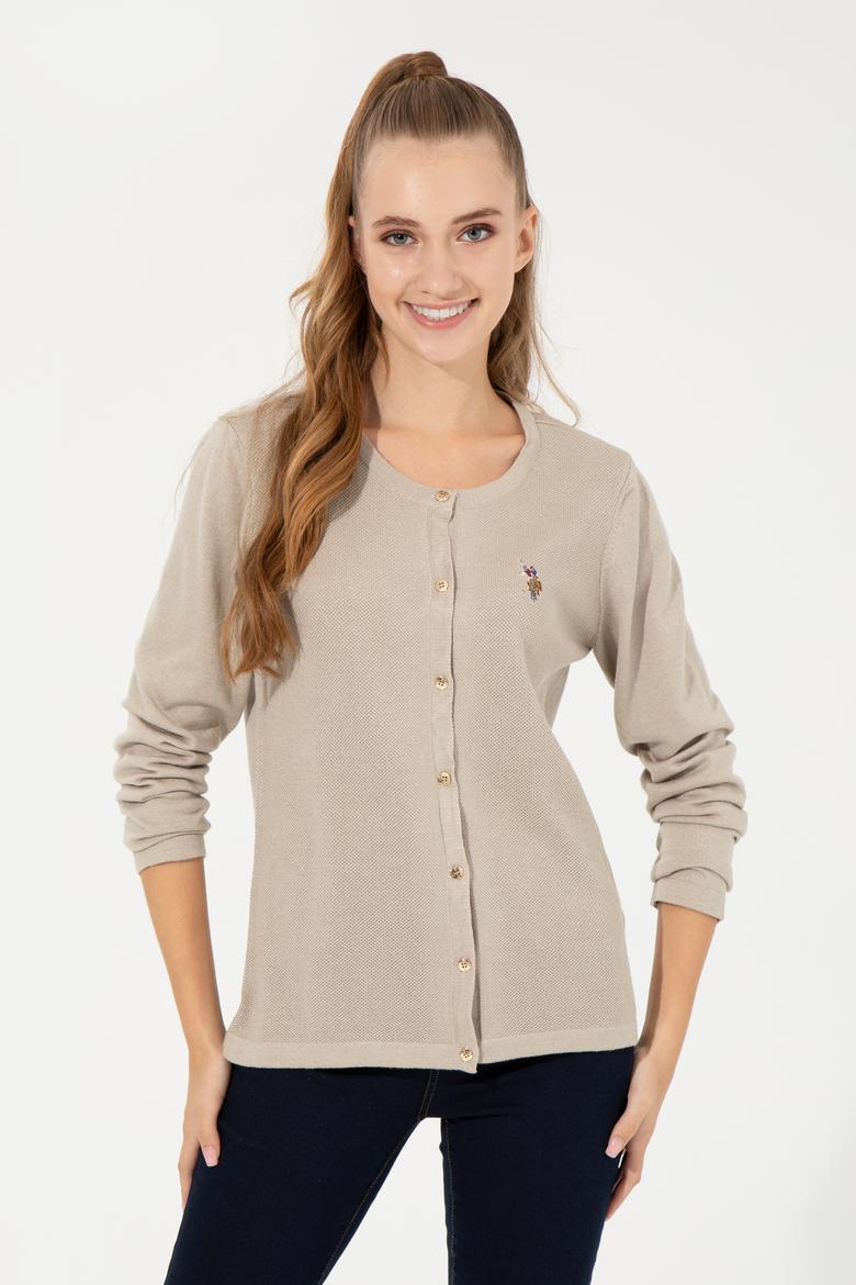 Kadın Taş Melanj Basic Triko Hırka - 50253697036