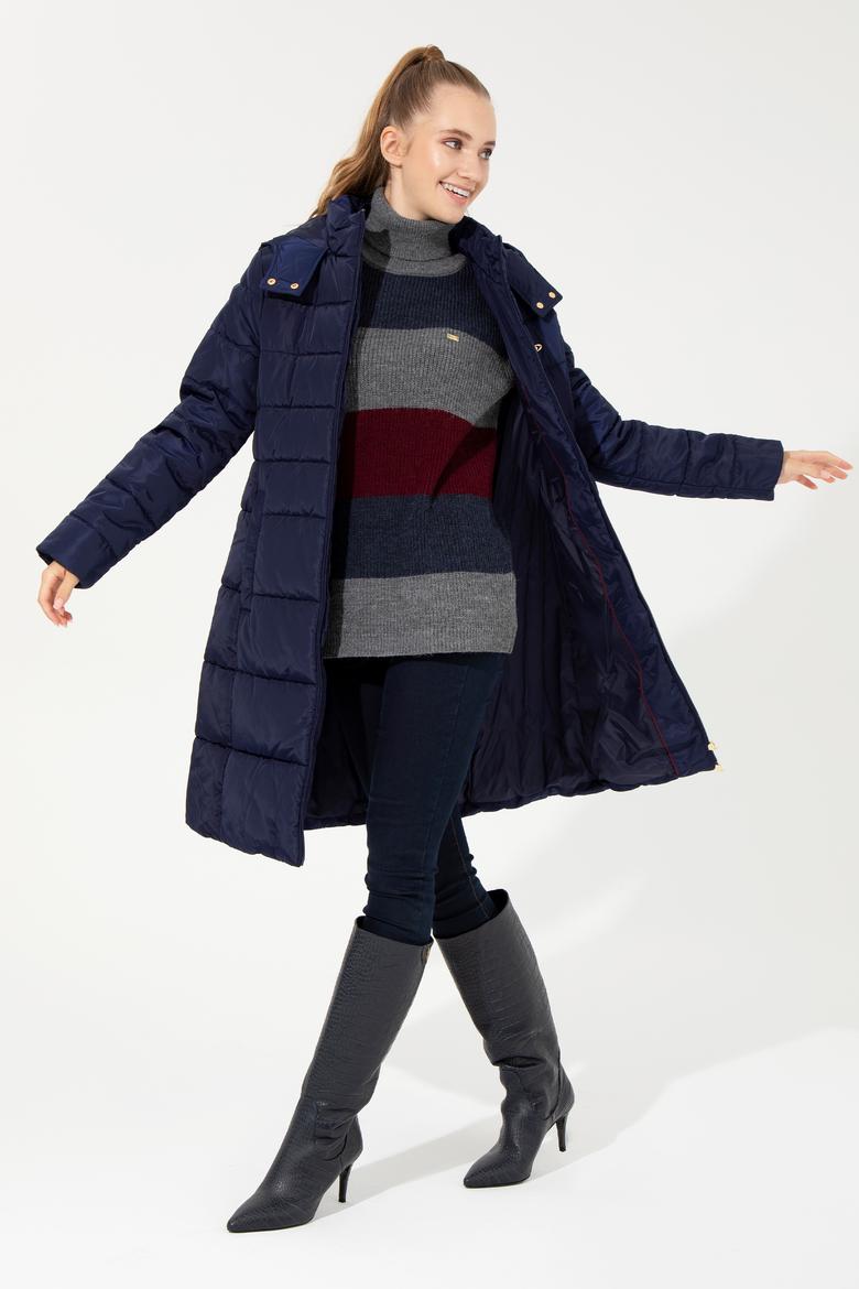 Kadın Lacivert Kaban - 50255857002