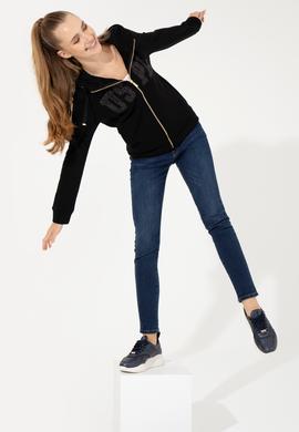 Kadın Siyah Basic Sweatshirt - 50256258013