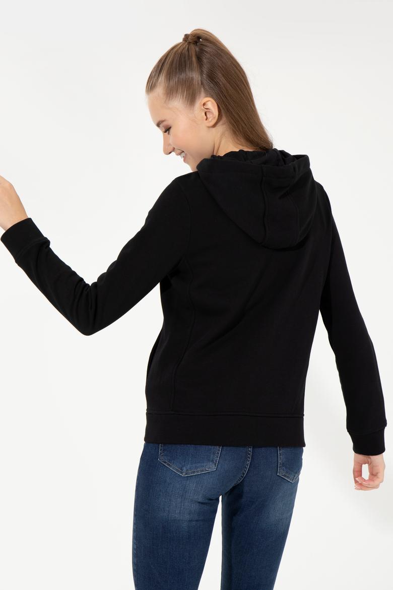 Kadın Siyah Basic Sweatshirt - 50256258013
