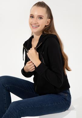 Kadın Siyah Basic Sweatshirt - 50256258013