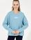 Kadın Mavi Bisiklet Yaka Basic Sweatshirt
