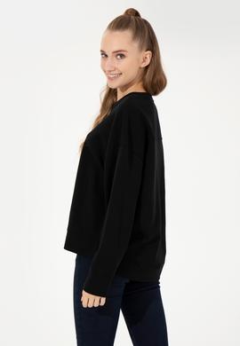 Kadın Siyah Bisiklet Yaka Basic Sweatshirt - 50261236038