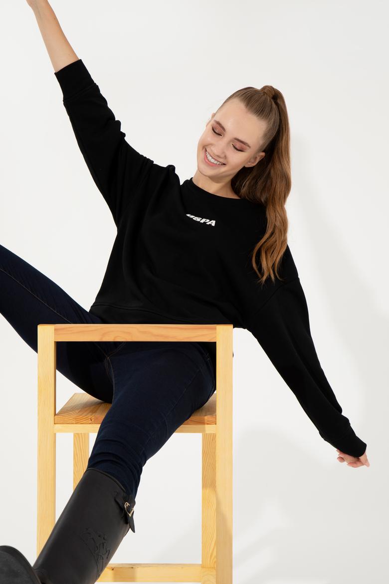 Kadın Siyah Bisiklet Yaka Basic Sweatshirt - 50261236038