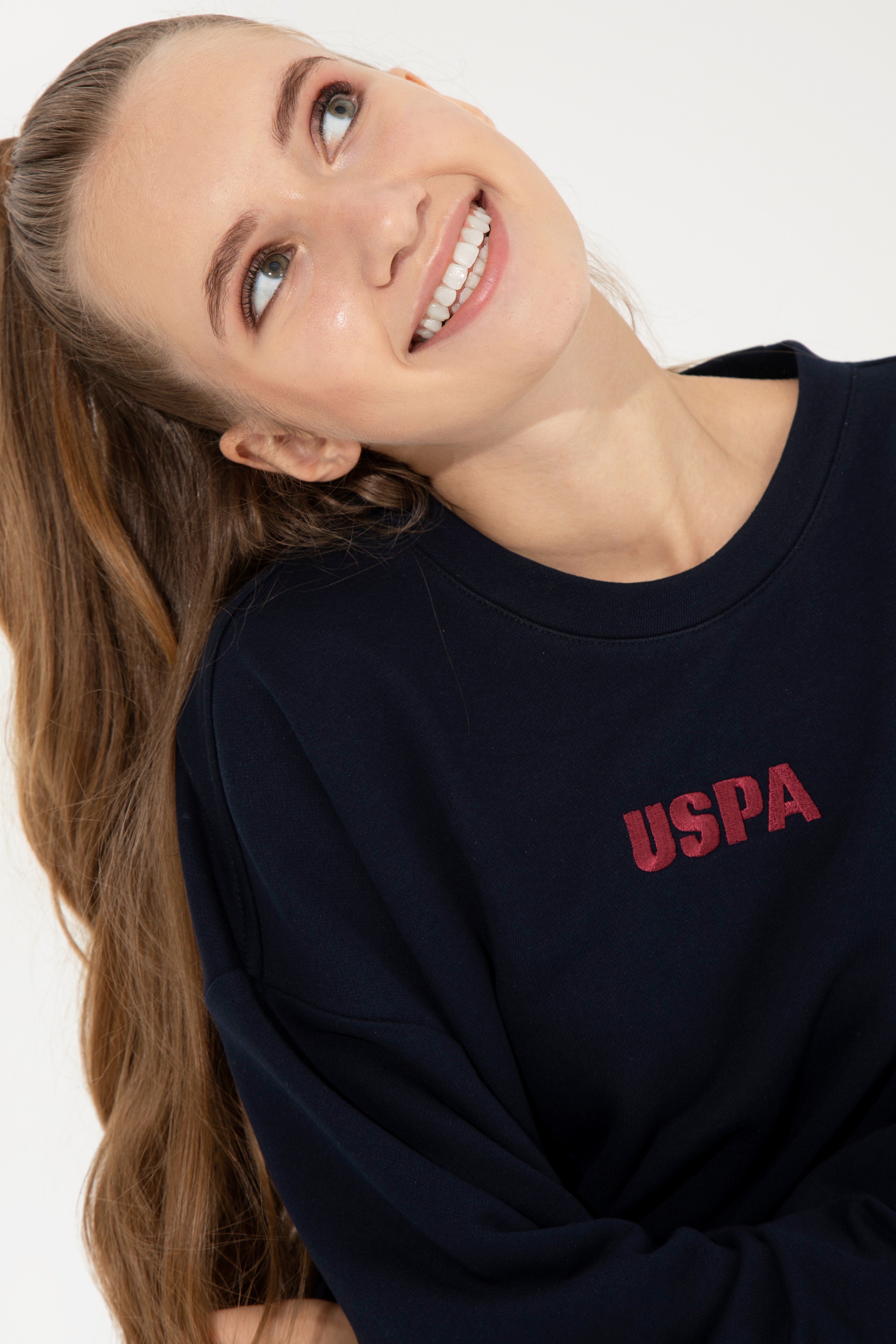 Kadın Lacivert Bisiklet Yaka Basic Sweatshirt