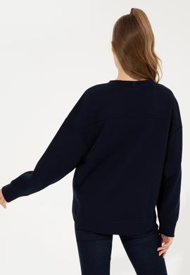 Kadın Lacivert Bisiklet Yaka Basic Sweatshirt - 50261236005