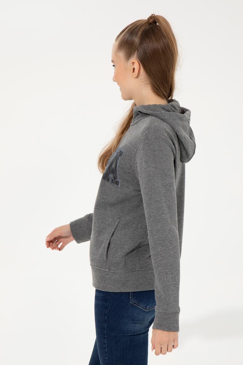 Kadın Antrasit Melanj Basic Sweatshirt - 50256258029