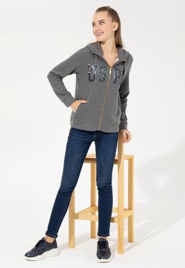 Kadın Antrasit Melanj Basic Sweatshirt - 50256258029