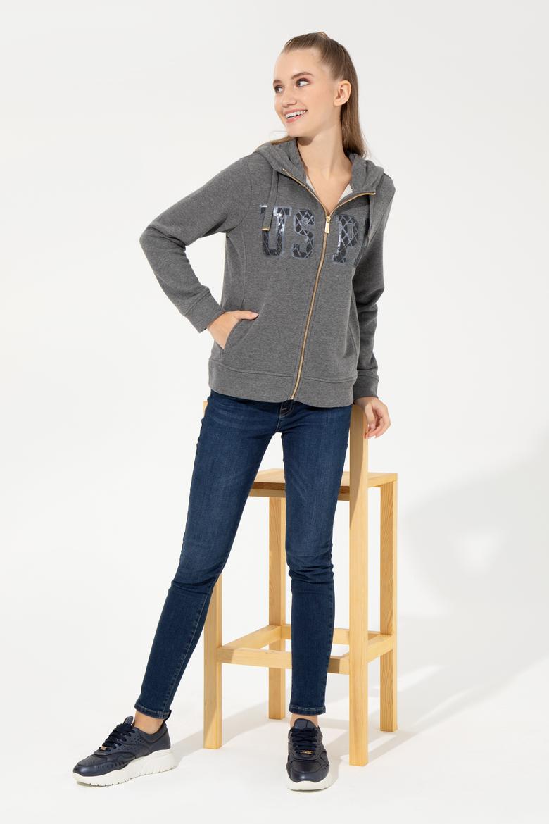 Kadın Antrasit Melanj Basic Sweatshirt - 50256258029