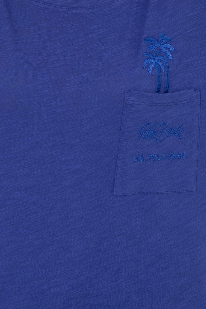 Kadın Mavi Bisiklet Yaka Oversize Tişört - 50248424012