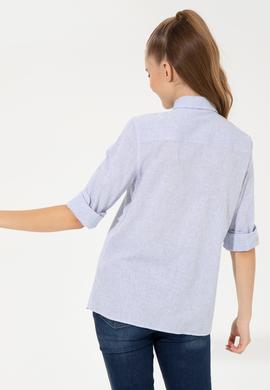 Kadın Koyu Mavi Uzun Kollu Gömlek - 50251858010