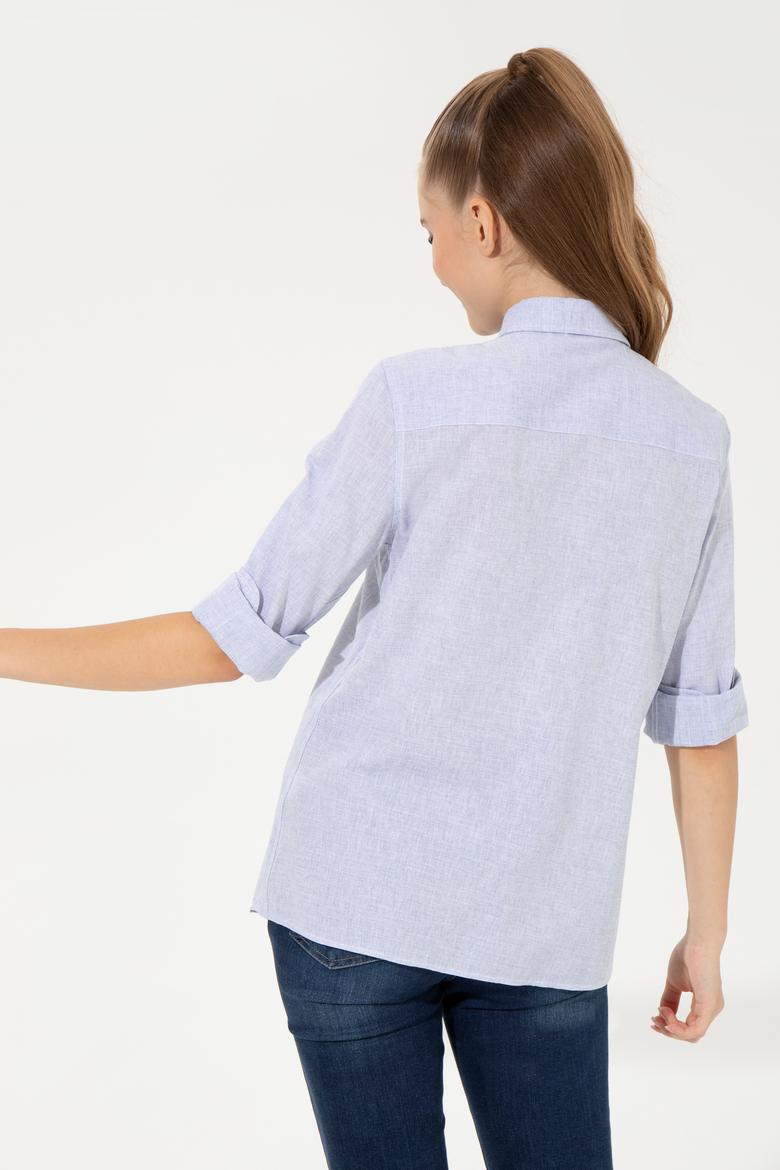 Kadın Koyu Mavi Uzun Kollu Gömlek - 50251858010