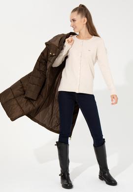 Kadın Krem Melanj Basic Triko Hırka - 50251904024