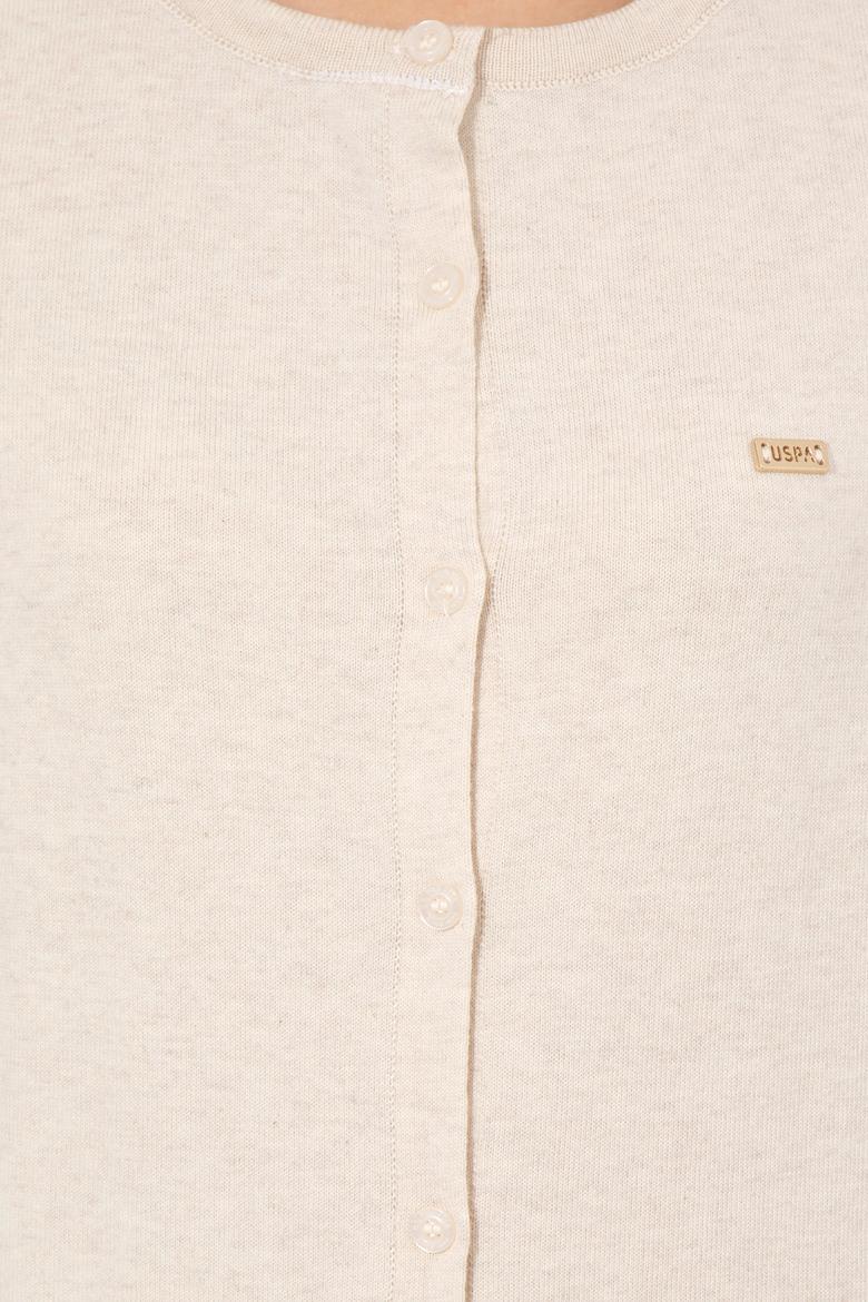 Kadın Krem Melanj Basic Triko Hırka - 50251904024