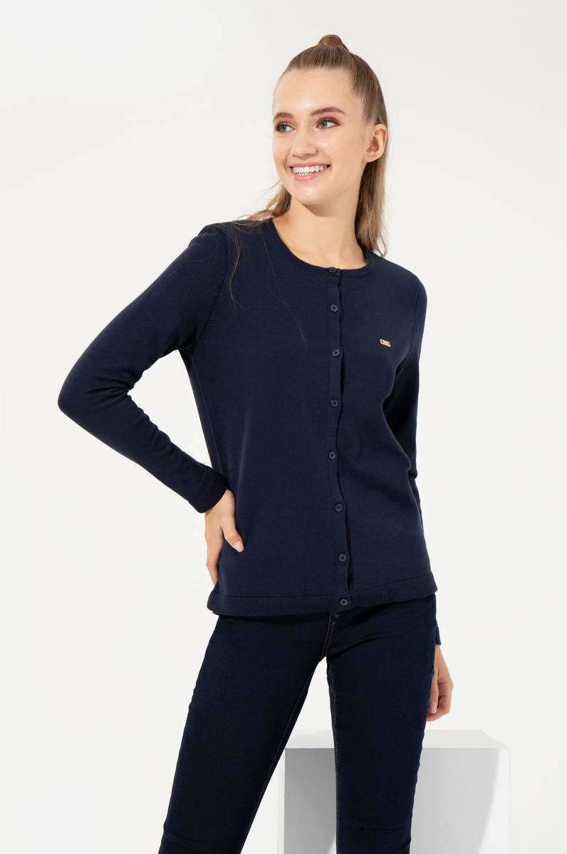 Kadın Lacivert Basic Triko Hırka