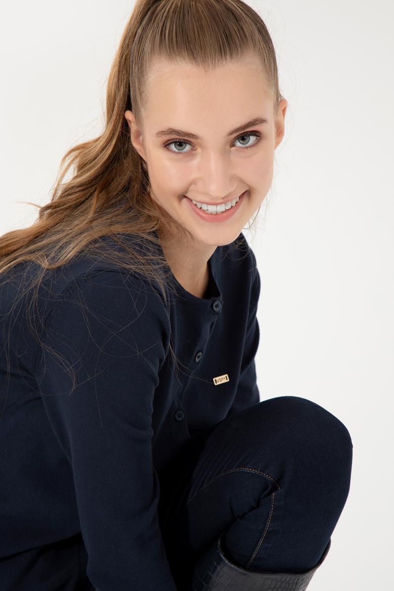 Kadın Lacivert Basic Triko Hırka - 50251904015