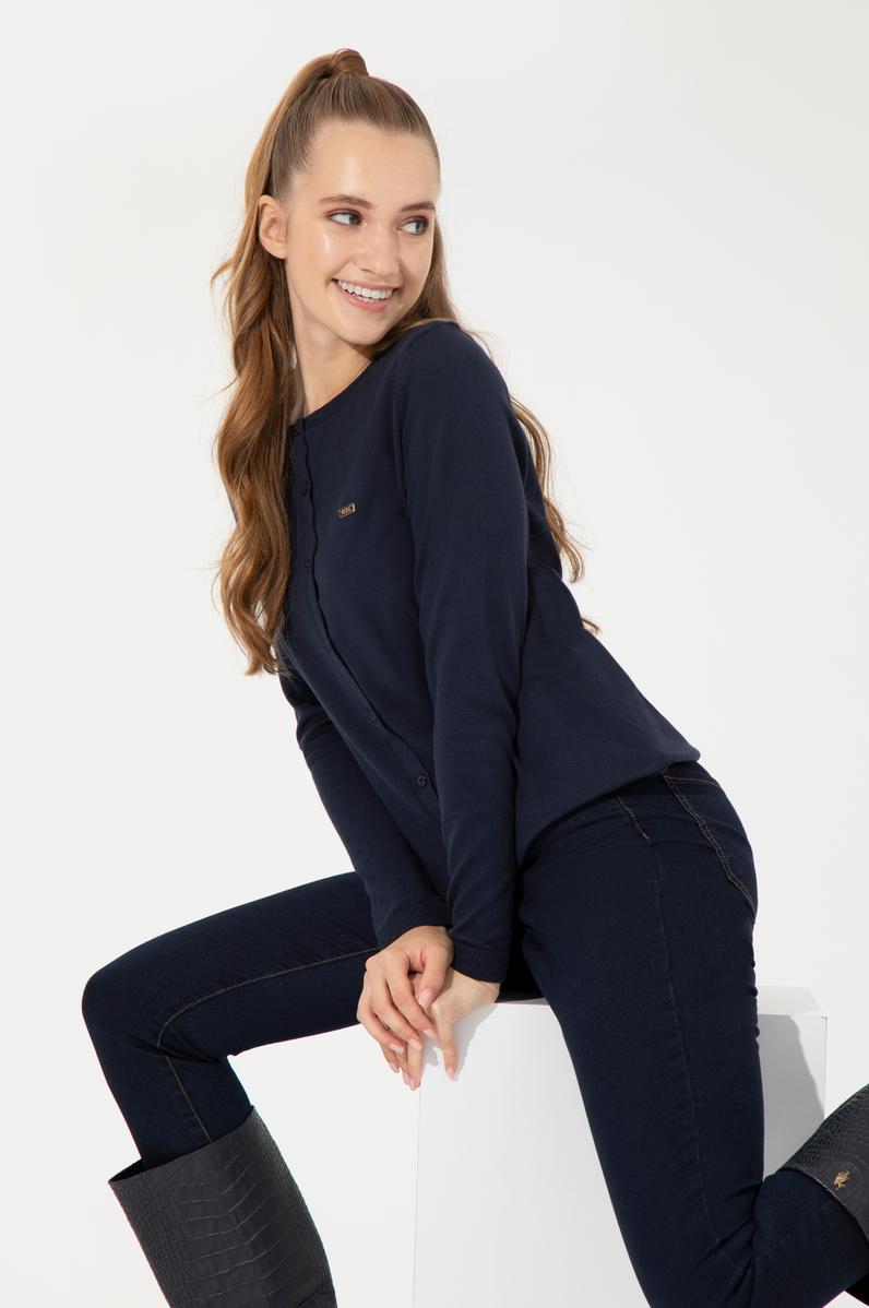 Kadın Lacivert Basic Triko Hırka