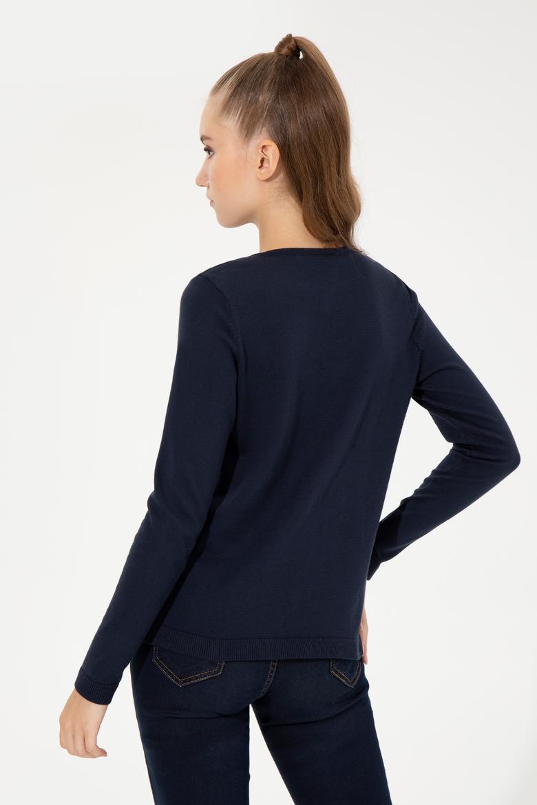 Kadın Lacivert Basic Triko Hırka - 50251904015