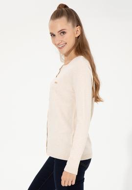 Kadın Krem Melanj Basic Triko Hırka - 50251904024