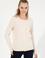 Kadın Krem Melanj Basic Triko Hırka