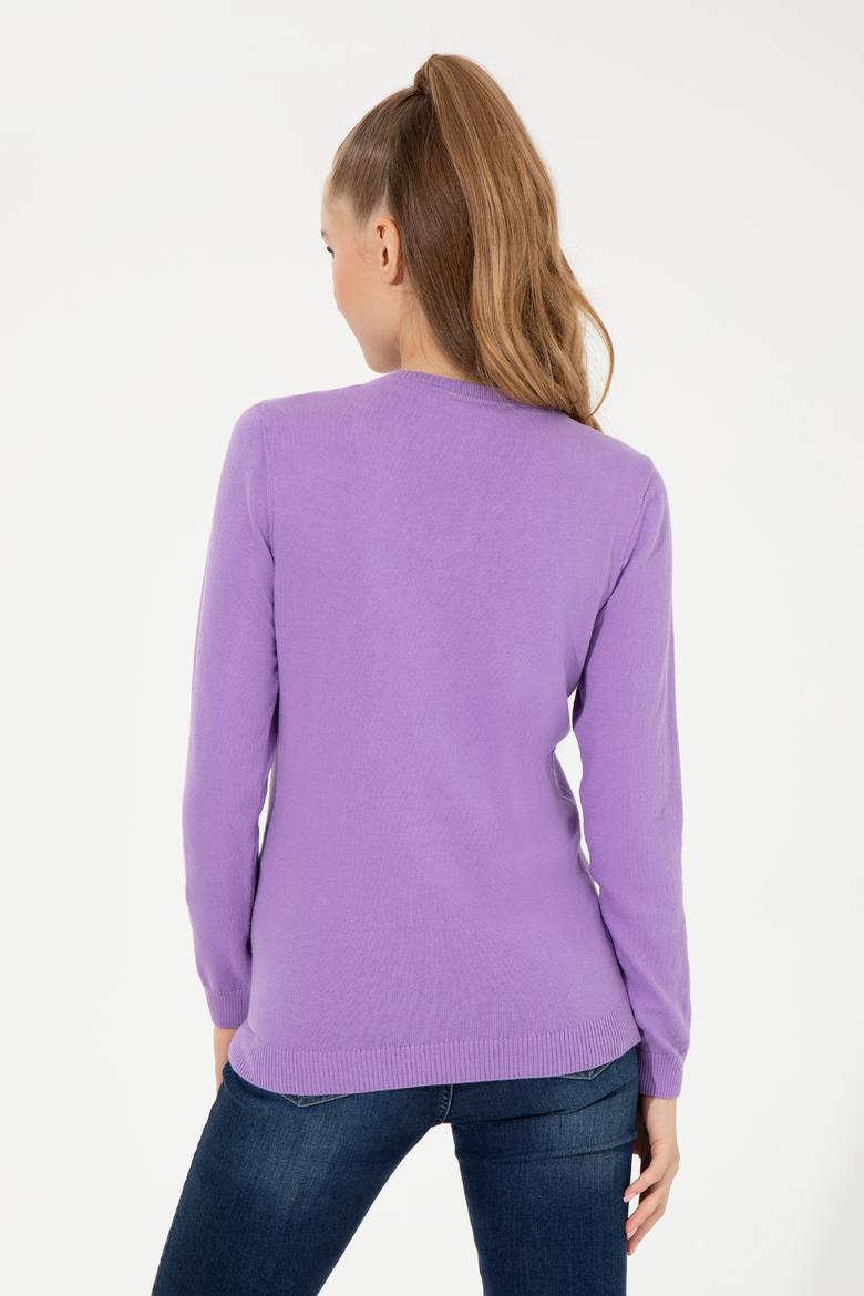 Kadın Lila Triko Kazak Basic - 50251903111