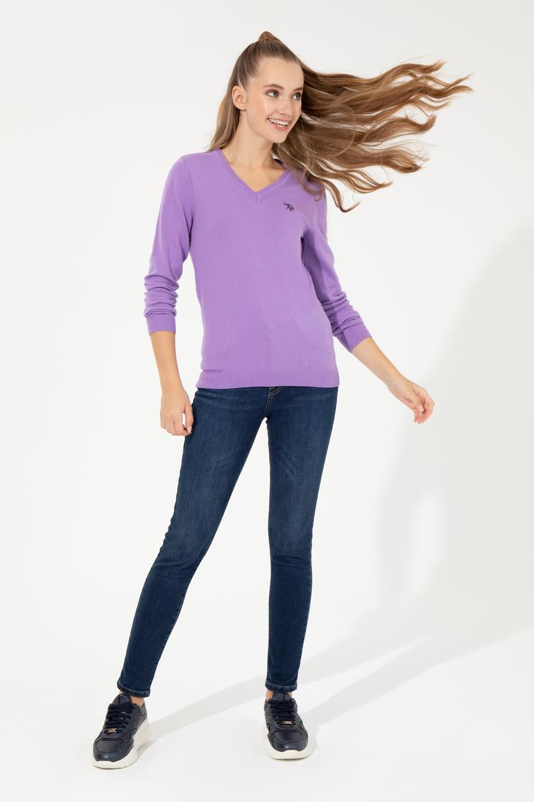 Kadın Lila Triko Kazak Basic - 50251903111